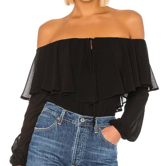 LPA Small Black Remi Off Shoulder Bodysuit NEW WITH TAGS Size Small - Picture 1 of 7